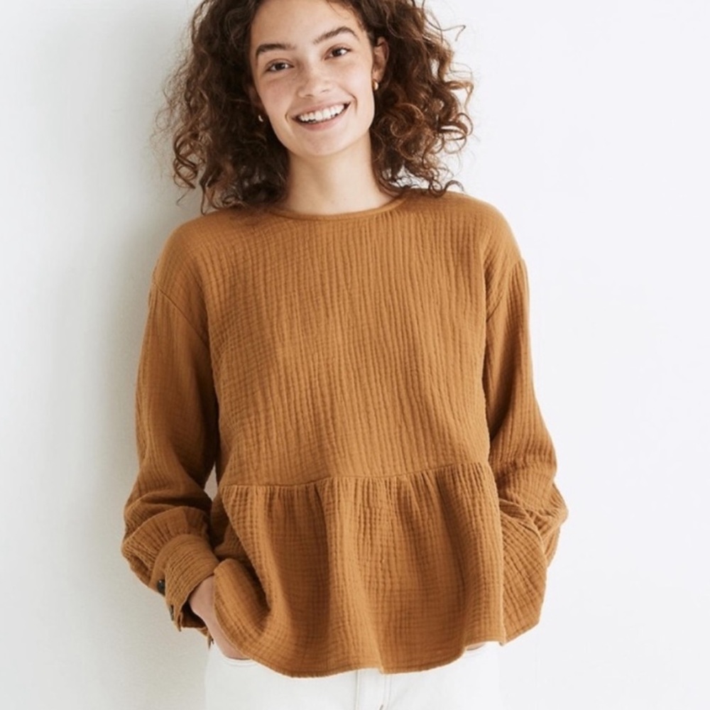 Madewell Button Back Peplum Top